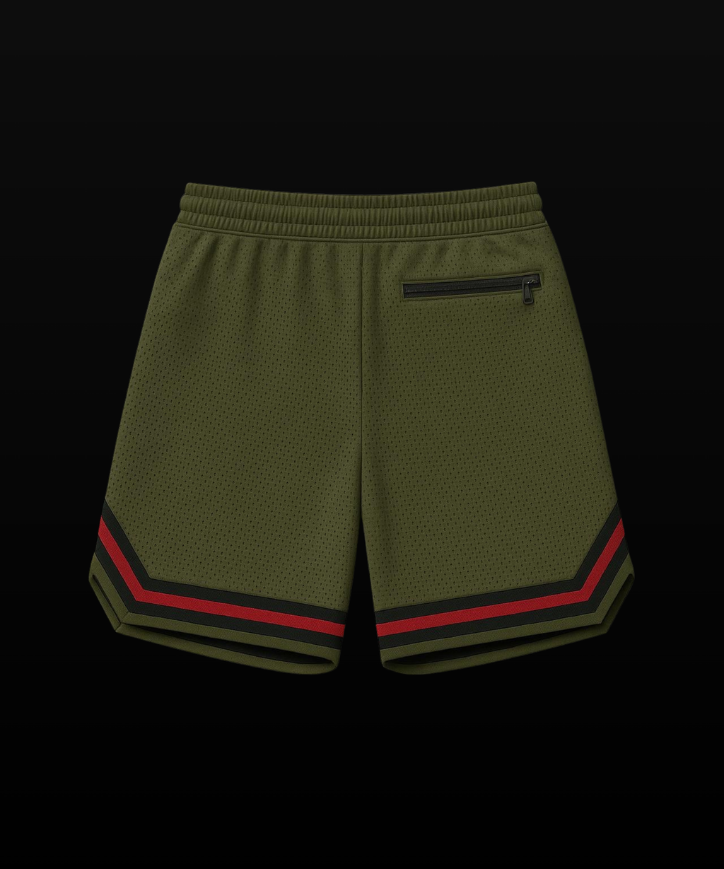 Rise Above™ Badge Olive Mesh Shorts - Combat Edition (PREORDER)