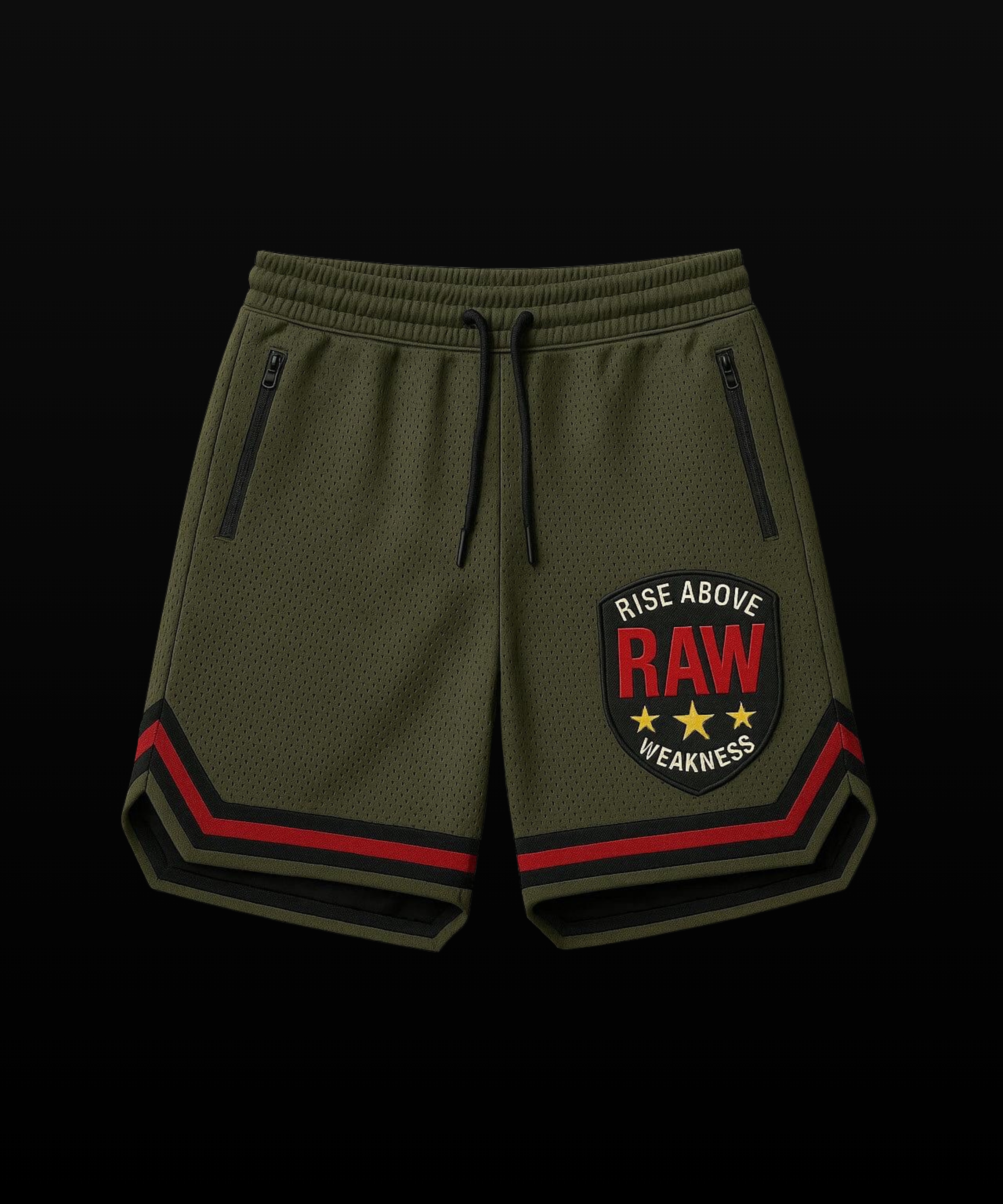 Rise Above™ Badge Olive Mesh Shorts - Combat Edition (PREORDER)