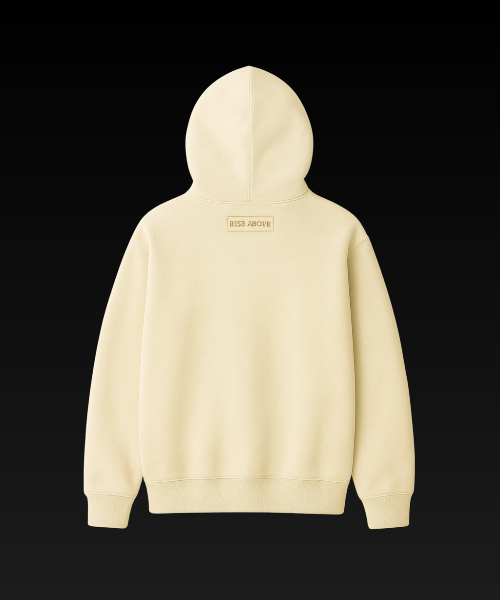 RISE ABOVE™ Antique White Matte Embossed Hoodie (PREORDER)