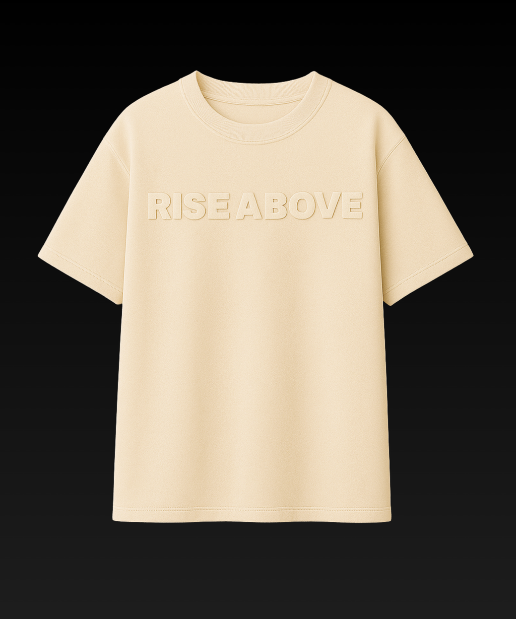 RISE ABOVE™ Antique White Matte Embossed Tee (PREORDER)