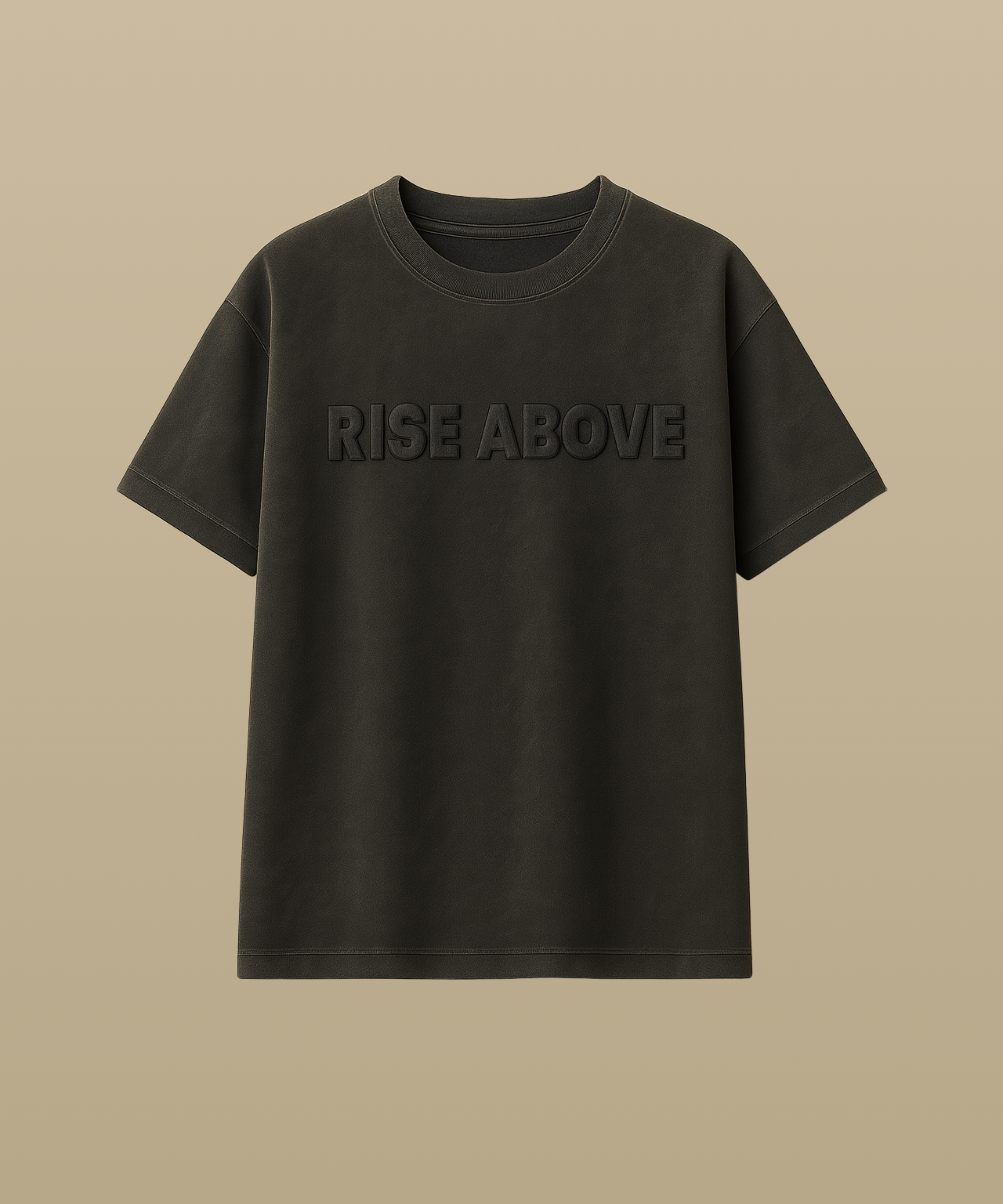 RISE ABOVE™ Washed Black Matte Embossed Tee (PREORDER)