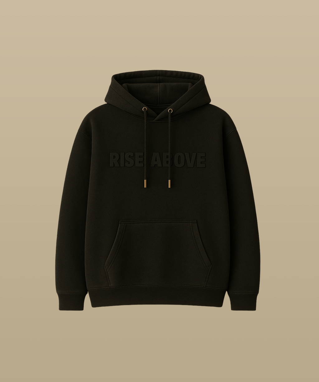 RISE ABOVE™ Washed Black Matte Embossed Hoodie (PREORDER)