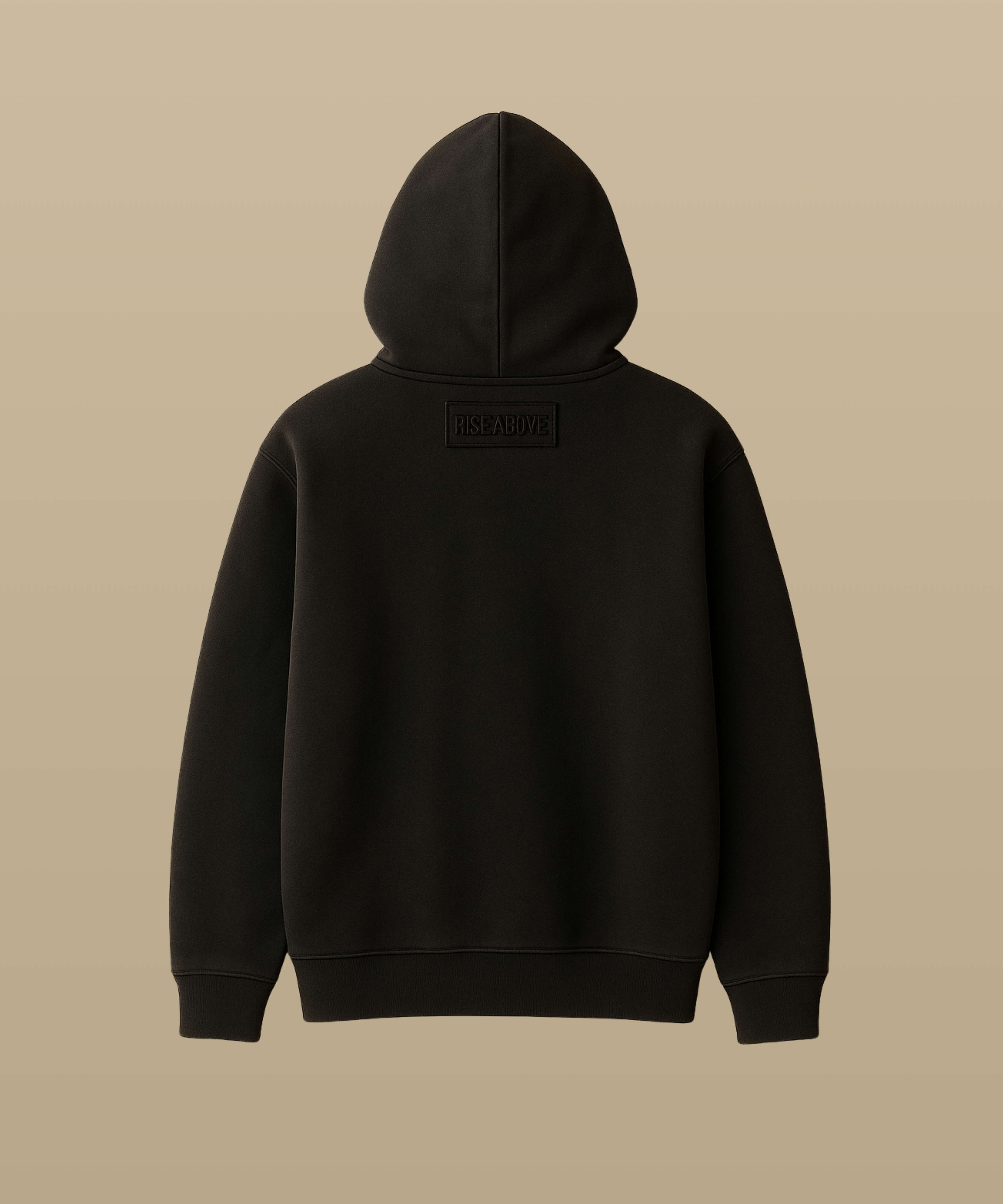 RISE ABOVE™ Washed Black Matte Embossed Hoodie (PREORDER)
